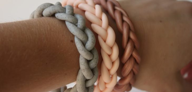 3 βραχιόλια-pigtails: από πηλό πολυμερούς, ύφασμα και παλιά T-shirt