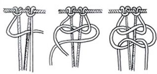 Macrame: ενιαίο επίπεδο κόμπο Macrame: ενιαίο επίπεδο κόμπο